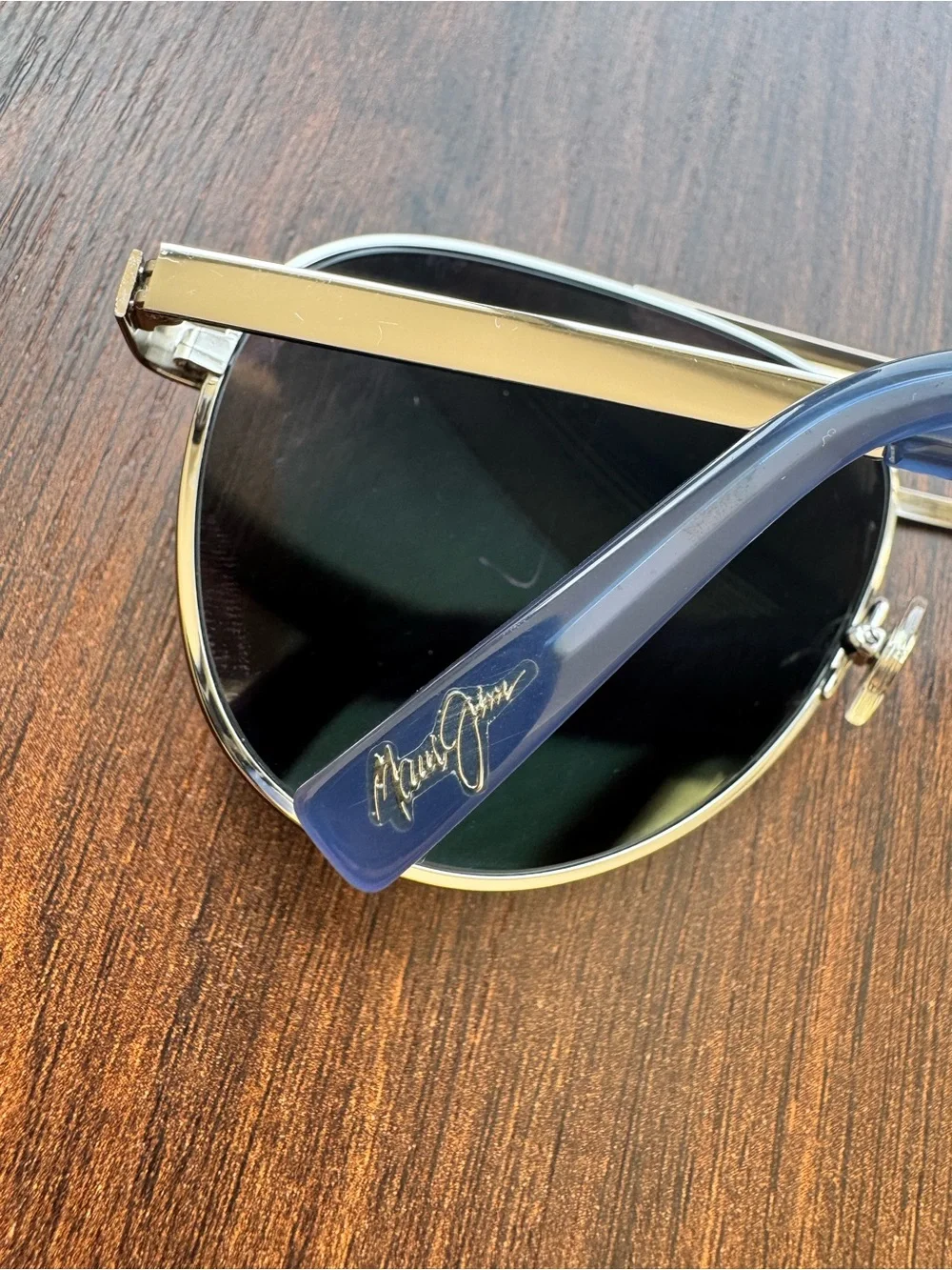 Maui Jim Silver Aviator Sunglasses with Dark Lenses